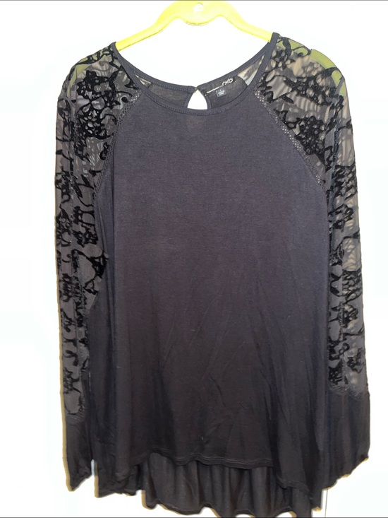 RBX Tops - RBX Black Long Sleeve Top with Lace Raglan Sleeves